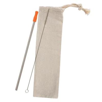 Stainless Steel Straw Kit with Cotton Pouch - product view 4