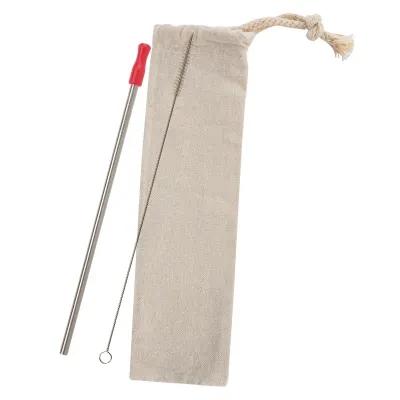Stainless Steel Straw Kit with Cotton Pouch - product view 5