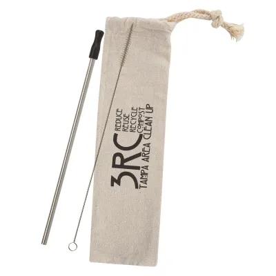 Stainless Steel Straw Kit with Cotton Pouch - product view 10