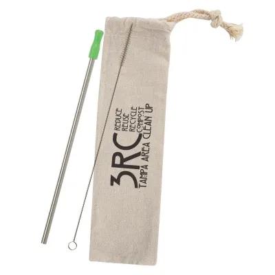 Stainless Steel Straw Kit with Cotton Pouch - product view 11