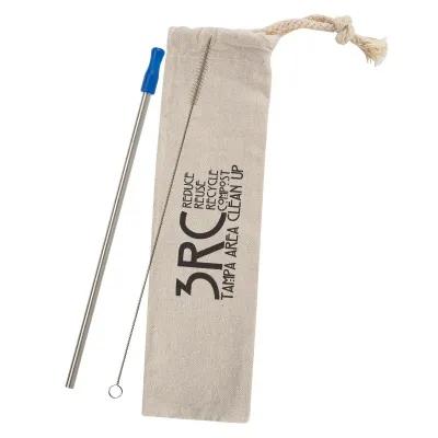 Stainless Steel Straw Kit with Cotton Pouch - product view 14