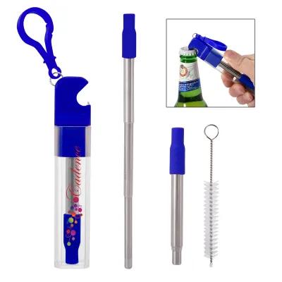Stainless Steel Straw Kit with Bottle Opener - 6.5 in