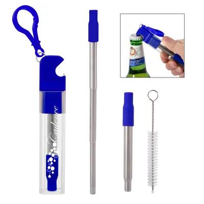 Stainless Steel Straw Kit with Bottle Opener - 6.5 in - product view 2
