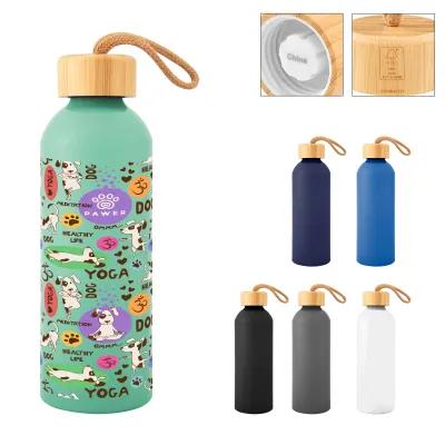 Recycled Aluminum Water Bottle with Bamboo Lid - 25 oz