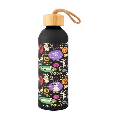 Recycled Aluminum Water Bottle with Bamboo Lid - 25 oz - promotional product with custom logo