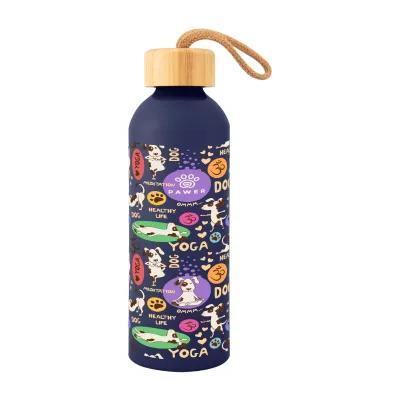 Recycled Aluminum Water Bottle with Bamboo Lid - 25 oz - product view 2