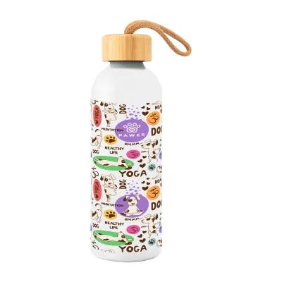 Recycled Aluminum Water Bottle with Bamboo Lid - 25 oz - product view 3