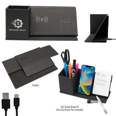 Wireless Charging Desk Organizer PU Leather - 7.5 x 9.5 in
