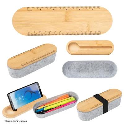 rPET Pencil Box with Phone Stand - 7.75 x 2.5 in - product view 2