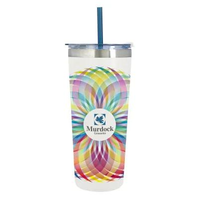 Insulated Tumbler with Flip Top and Straw - 24 oz - product view 5