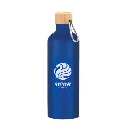 Water Bottle Aluminum Bamboo Lid Carabiner - 25 oz