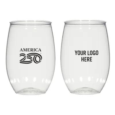 Stemless Wine Glass PET Material Made in USA - 16 oz