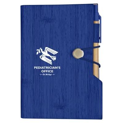 Notebook Woodgrain with Sticky Notes and Pen - 4 x 6 in