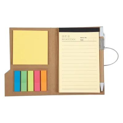 Notebook Woodgrain with Sticky Notes and Pen - 4 x 6 in - product view 4