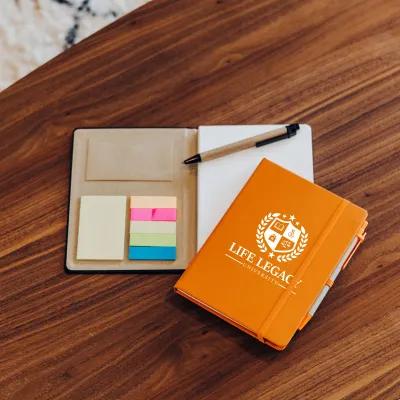 Hardcover Notebook With Sticky Notes Flags Pen FSC - 5 x 7 in - product view 5