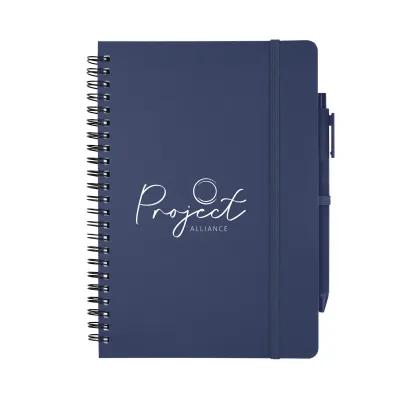 Spiral Notebook with Pen Recycled PP Cover - 5¾ x 8¼ in - product view 4