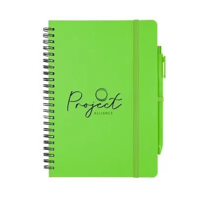 Spiral Notebook with Pen Recycled PP Cover - 5¾ x 8¼ in - product view 5