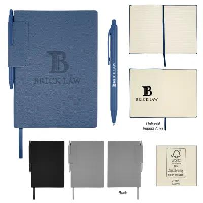 Journal Recycled PU 96 Page with Pen in Loop - 6 x 8 in