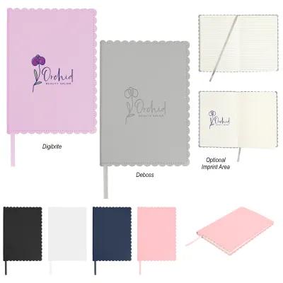 Journal Recycled PU Scalloped Edge with Ribbon Bookmark - 5 x 7 in
