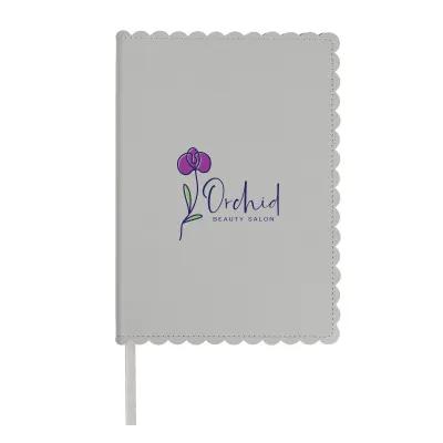 Journal Recycled PU Scalloped Edge with Ribbon Bookmark - 5 x 7 in - product view 6