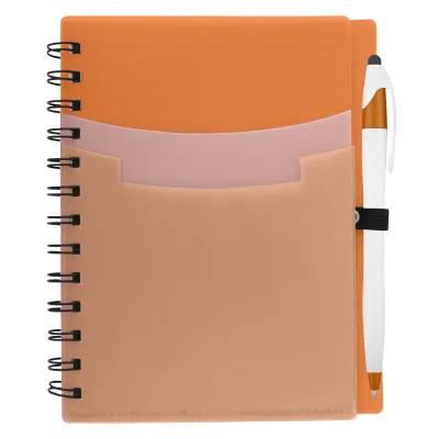 Notebook Tri-Pocket Polyurethane Cover with Pen - 5 x 7 in - product view 2