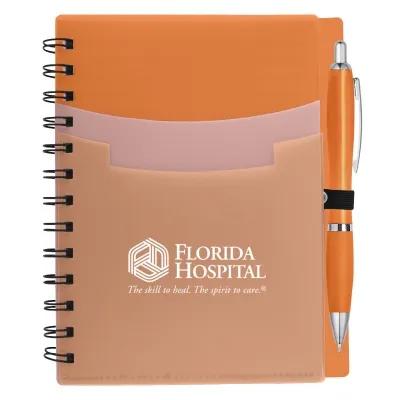 Notebook Tri-Pocket Cover with Satin Finish Pen - 5 x 7 in - product view 2