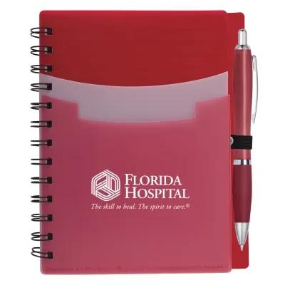 Notebook Tri-Pocket Cover with Satin Finish Pen - 5 x 7 in - product view 3