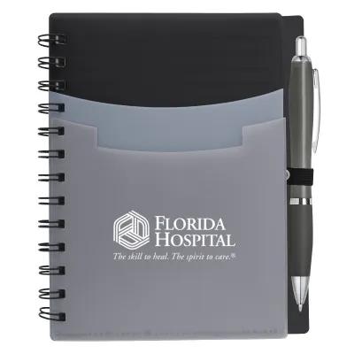 Notebook Tri-Pocket Cover with Satin Finish Pen - 5 x 7 in - product view 5