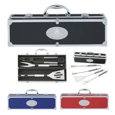 BBQ Set 3-Piece in Aluminum Case - 14 ½ x 4 x 3 in