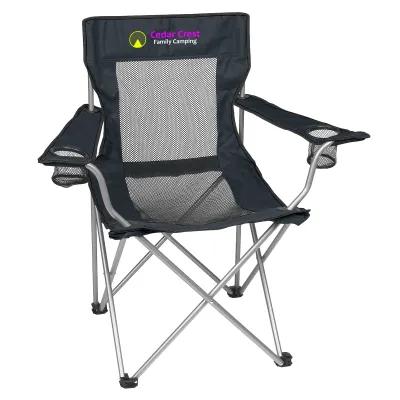 Mesh Folding Chair with Cup Holders and Carrying Bag - 32 x 34 x 20 in