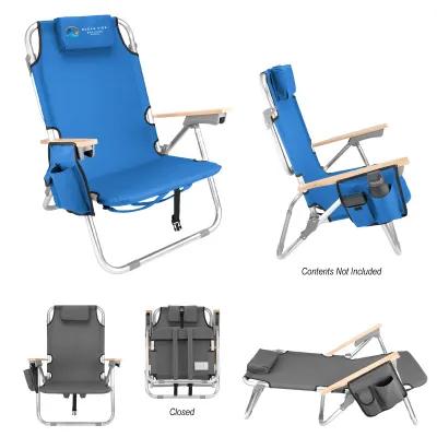 Portable Beach Chair Aluminum Frame Pine Arms - 24.75 x 28.75 x 7.75 in