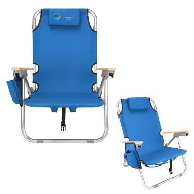 Portable Beach Chair Aluminum Frame Pine Arms - 24.75 x 28.75 x 7.75 in - product view 2