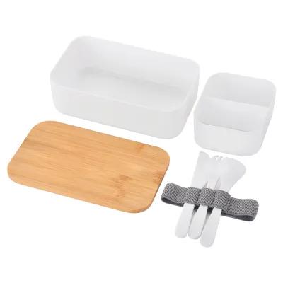 Bamboo Bento Box with Utensils - 7.5 x 4.5 in - product view 3