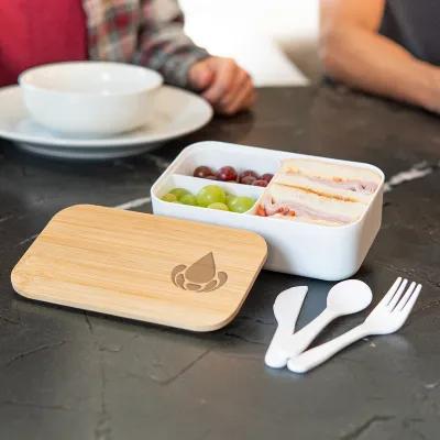 Bamboo Bento Box with Utensils - 7.5 x 4.5 in - product view 4