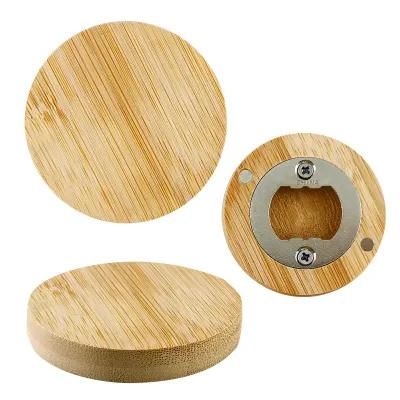 Bamboo Bottle Opener Magnet - 2.25 in Diameter - product view 1