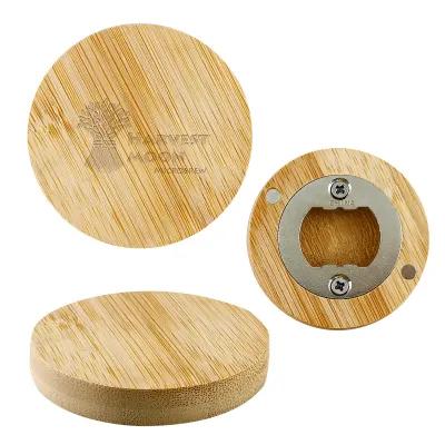 Bamboo Bottle Opener Magnet - 2.25 in Diameter - product view 2