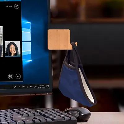 Alder Wood Mask Holder with Adhesive - 3 x 2 in - promotional product with custom logo