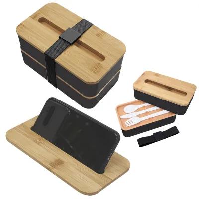 Stackable Bento Box with Phone Stand Bamboo Lid - 7.25 in - product view 6