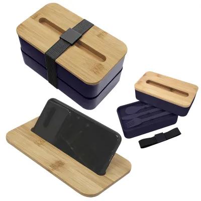 Stackable Bento Box with Phone Stand Bamboo Lid - 7.25 in - product view 8