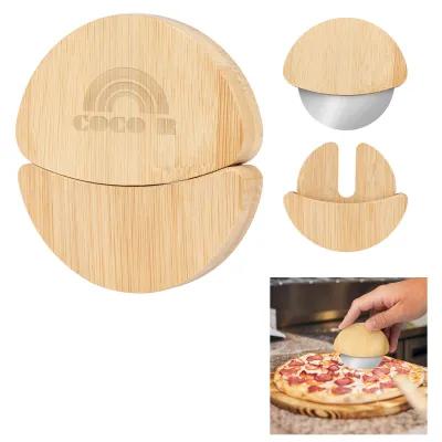 Pizza Cutter Bamboo Handle with Blade Cover - 3.25 in