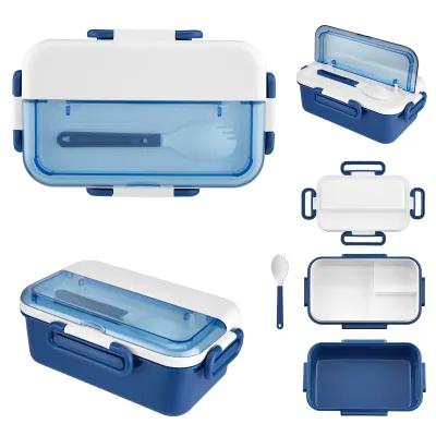 Bento Box with Spork Three Compartment - 8.75 x 5.75 in - product view 3
