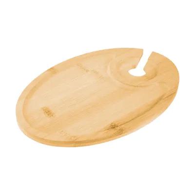 Bamboo Serving Tray with Wine Glass Holder - 9 x 6 in - product view 2