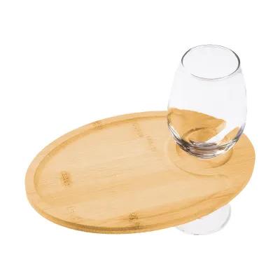 Bamboo Serving Tray with Wine Glass Holder - 9 x 6 in - product view 5