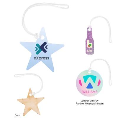 Luggage Tag Wood Full Color with PVC Strap - 5 x 1 in