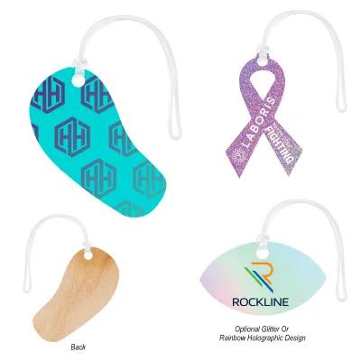 Luggage Tag Wood Full Color with PVC Strap - 3 x 2 in