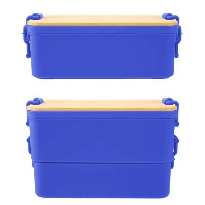 Bento Box Stackable Bamboo Lid Recycled PP - 8.25 x 4.75 in - product view 5