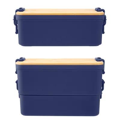 Bento Box Stackable Bamboo Lid Recycled PP - 8.25 x 4.75 in - product view 13