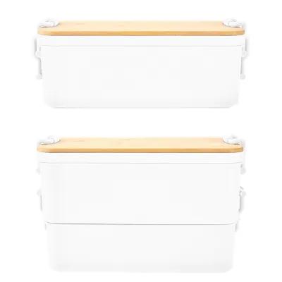 Bento Box Stackable Bamboo Lid Recycled PP - 8.25 x 4.75 in - product view 17