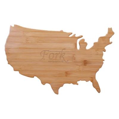 Bamboo Cutting Board USA Shape - 17.5 x 11 in