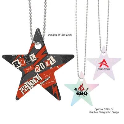 Acrylic Charm with Chain Star Shape - 2 in Diameter